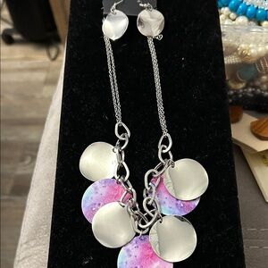 Paparazzi Silver and Purple Disc Necklace Set